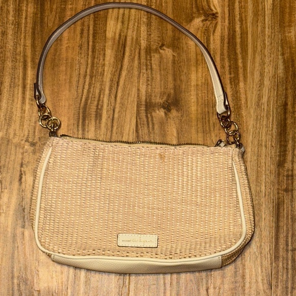 Nanette Lepore Handbags - Nanette Lepore purse handbag shoulder bag small tan cream gold raffia zipper